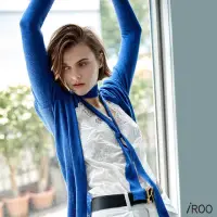 在飛比找momo購物網優惠-【iROO】素色長版針織外套