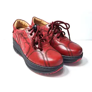 零碼鞋 7號 Zobr 路豹牛皮氣墊休閒鞋 QB73 紅色+麂皮  特價:1390元 Q系列 超輕量鞋底台