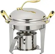 Household Stainless Steel Chafing Dish, Round Chafer Buffet Catering Warmer Set WFood Pan, Lid and Fuel Holder, for BuffetWeddingsParties