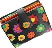 [Visconti] Daisy Collection SUNSHINE Ladies Leather Purse with Tab Closure RFID blocking DS80, Black, Everyday