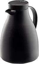 TableCraft 12667, 50 oz (1.5 L) Plastic Coffee Carafe with Glass Liner, Black Frosted Vacuum Insulated Coffee Dispenser with Push Press Lid, Lightweight, Ideal for Diners, Cafes & Restaurants