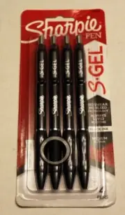 Sharpie S-Gel Pens - Medium Point 0.7mm - Black Ink - 4 Count - Comfort Grip
