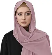 [LEOMOSTE] Women Pearl Pashmina Shawl Wrap Headscarf Turban Hijab Cap for Evening Dresses
