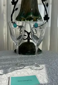 在飛比找Yahoo!奇摩拍賣優惠-vintage中古Tiffany蒂芙尼意大利產水晶高腳杯
