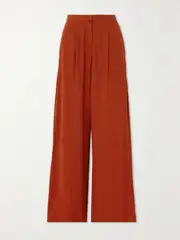 [Max Mara] Max Mara - Leisure Brina Linen-blend Gauze Wide-leg Pants - Red - small small Red