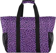 [sanluoli] Large Tote Bag Collapsable Beach Bag Tote Water Resistant Canvas Tote Bag For Car, Fashion Purple Leopard Print, 1 size