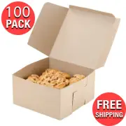 100/Pack 10" x 10" x 5" Square Kraft Paperboard Cake Bakery Box Restaurant Home
