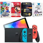 Nintendo Switch Red/Blue OLED + Super Mario Bros. Wonder + $20 eShop Gift Card