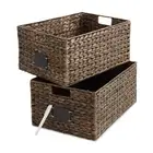 2pk Hyacinth 12.5x17x8 Pantry Baskets, Wicker Kitchen Cabinet Storage, Espresso