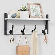 Tatub 20" Rustic Coat Rack Wall Mount with Shelf, Wall Hooks with Shelf, Heavy Duty Entryway Organizer Hangers for Hanging, Hat, Bag, Jacket for Bathroom, Living Room, Bedroom, White