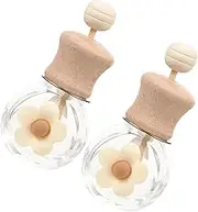 Ciieeo 2PCS Clear Glass Car Air Freshener Vent Diffuser Bottle with Wooden Cap Unique Essential Oil Diffuser for Enhanced Fragrance Your Vehicle