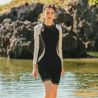 在飛比找momo購物網優惠-【Heatwave 熱浪】專業連身泳衣新款女長款五分長袖泳裝