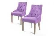 2X French Provincial Dining Chair Oak Leg AMOUR VIOLET