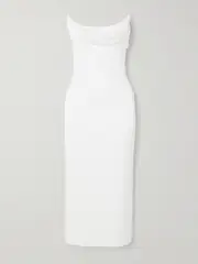[Alex Perry] Alex Perry - Strapless Draped Satin-crepe Midi Dress - White - UK 10 UK 10 White