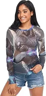 [RPLIFE] Cool Wolf Mesh Shirt Women Long Sleeve, Sheer Mesh Top S-XXL