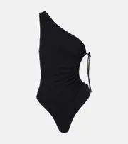 [Saint Laurent] Saint Laurent Gathered one-shoulder swimsuit UK 12 black