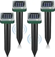 Pack of 4 Solar Mole Repellent Sonic Gopher Repellent Vole Chaser Mole Deterrent Sonic Spikes Repellent Ultrasonic Pest Control Outdoor Keep Moles Out of Yard Lawn