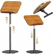 Ssumght 2 in 1 Dual-use Sheet Music Stand & Desktop Book Stand, Large Wooden Book Holder, Height Adjustable from 80-130cm,with Page Paper Clip for Cookbooks, Sheet Music, etc.
