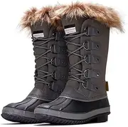 [Project Cloud] Womens Snow Boots - Genuine Leather Memory Foam Insole Fur Mid-Calf Winter Snow Boots for Women Footwear - Lightweight Non-Slip Outdoor Shoes (Ventura)
