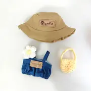 Clothes Foe Labubu Small Flower Suspender Pants Shoulder Bag Clothes Set