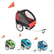 Kids' Bicycle Trailer 30kg Folding Trailer Grey and Blue/Grey and Green vidaXL