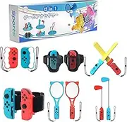 Switch Sports Accessories, Switch Sports Leg Strap, Switch Wrist Straps, Switch Boxing Grips, Switch Tennis Racket,Switch Game Sword Grip and Switch Golf Club - 12 in 1(Redblue)