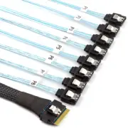 Cablecy Slimline SAS 4.0 SFF-8654 8i 74pin Host Raid to 8 SATA 7pin Fanout Cable