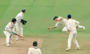 Australian captain Allan Border is out for 3 runs caught by N- Cricket Photo 1