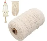 109 Yd x 5mm Macrame Cord, 4 Ply Twisted Soft Cotton Cord For DIY Crafts White