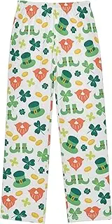 [ZZXXB] Leprechaun Hat Shoes Boys Long Pants Soft Trousers Elastic Waist Kids Lounge Bottoms with Pockets S-XL
