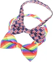 [NOLITOY] 2pcs Festival Rainbow Bow Tie Sequin Tie Men Bowtie Rainbow Women Lgbt Accessories Pin Red Bow Cravat Party Swag Rainbow Mini Flag Burgundy Merch Costumes Women Decors Polyester
