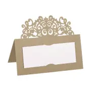 Table Name Place Cards,50Pcs Hollow Lace Design Seat Blank Card, Light Gold Tone