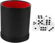 QUMIIRITY Elegant Pu Leather Dice Cup Set with Felt Lining Quiet Shaker Dice for