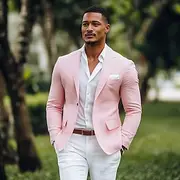 Men's Linen Blazer Sport Coat Fashion Casual Solid Colored Blazer Yellow Pink Sky Blue Standard Fit Single Breasted One-button
