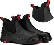 [ROCKROOSTER] Men's Chelsea Boots, 6 inch Black Soft Toe Waterproof EH Protective Slip On Work Boots ASTM F2892 Standard AK303