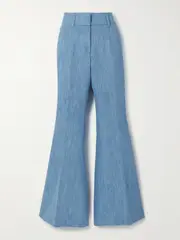 [Gabriela Hearst] Gabriela Hearst - Rhein Cotton And Linen-blend Chambray Flared Pants - Light blue - IT36 IT 36 Blue