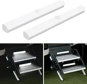 RV Step Lights Motion Activated, 2 Pack 14 LED Motion Sensor Light Bar USB Rechargeable Magnetic Night Light Wireless Led Step Lights for Motorhome Travel Trailer (20cm/7.87inch)