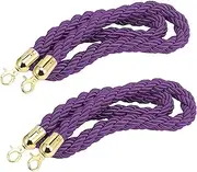 2 Pcs Hanging Carpet Braided Rope, Purple VIP Stanchion Divider Queue Line Twist Ropes for Outdoor Lines/Movie Night/Church, Crowd Control Rope (Color : Silver Hooks, Size : 3.5m/11.4ft) (Gold Hooks