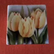 1157 YELLOW TULIP CAPIZ SHELL TRINKET BOX