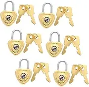 Zerodeko 6Sets Mini Heart Padlock Cute Locks with Keys for Diary Jewelry Box and Craft Projects Portable Decorative Antique Padlocks