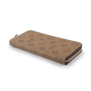 LV Monogram CLEMENCE雙色ㄇ型拉鍊長夾(棕色)