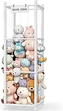 Woodure Stuffed Animal Storage & Organizer, Wooden Cute Zoo Toy Holder for Toddler Rooms, Playrooms & Bedrooms（White）
