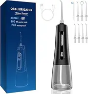 oolong Water Dental Flosser, 8 Tips 4 Modes 300mL CapacityOral Irrigator, Cordless & Rechargeable Water Flossers for Teeth Cleaning, Waterproof Waterflosser, Flossing Machine for - Braces Home Travel(Black)