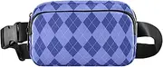 [Amooorous] Blue and White Checkerboard Trendy Waist Pack Crossbody Bag for Women Men Large Capacity Running Belt Bag Waist Pack with Adjustable Strap for Cycling Hiking Gym, blue and white checkerboard, 1 size