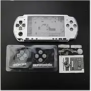 Gametown New Replacement PSP 3000 Full Housing Shell Cover with Buttons Screws Set - Silver.