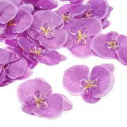 40Pcs 3.9" Artificial Silk Butterfly Orchid Flower Heads for DIY, Light Purple