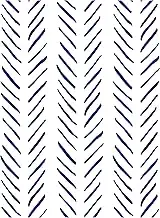 HaokHome Modern Brush Strokes Stripes Peel and Stick Wallpaper Removable Navy/White Chevron Vinyl Contact Paper Mural for Home Decor 0.45m x 3m