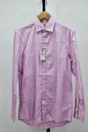 Hickey Freeman Newport Pink Cotton Striped Button Up Shirt Size S