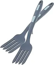 FUNOMOCYA Ergonomic Pasta Forks Set of 2 Large Silicone Cooking Forks for Salad Noodles Style Comfortable to Hold Hand Polished