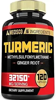 Turmeric Supplement 32150mg - 6in1 Premium Formula with Ginger Root, Boswellia, Bromelain, Black Pepper & Methylsulfonylmethane - Support Joint, Immune System & Memory - 120 Capsules for 2-Month
